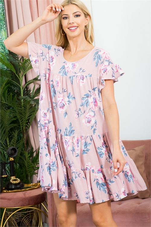 C64-A-3-D4091-4-PINK FLORAL DRESS 2-2-2