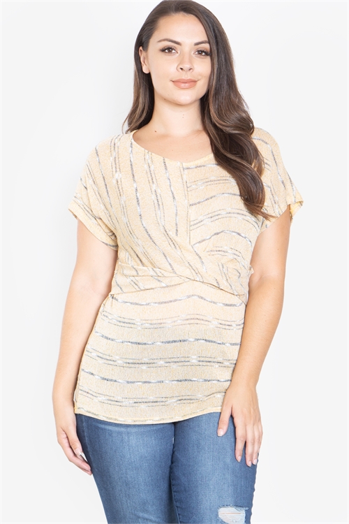 C64-B-1-T62938X-LIGHT MUSTARD GREY TWIST FRONT PLUS SIZE TOP 2-2-2