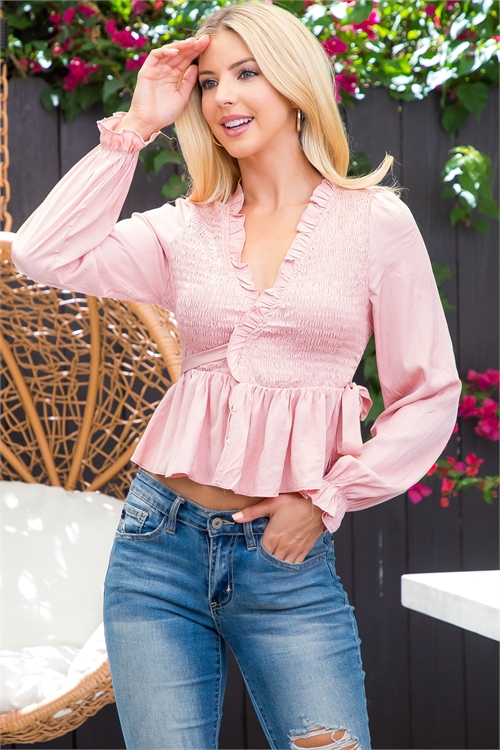 S7-2-2-T12570-CORAL HAZE SMOCKED TOP 3-2-1 (NOW $3.50 ONLY!)