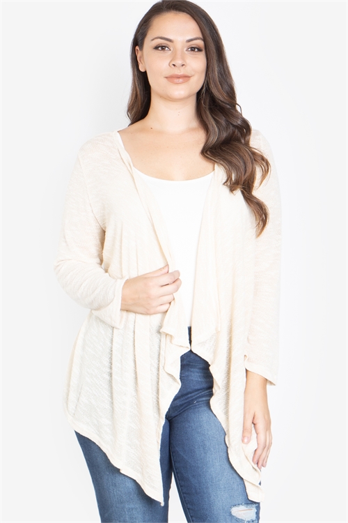 S14-11-2-C8795X-OATMEAL PLUS SIZE LONG SLEEVE CARDIGAN 2-2-2 (NOW $ 3.00 ONLY!)