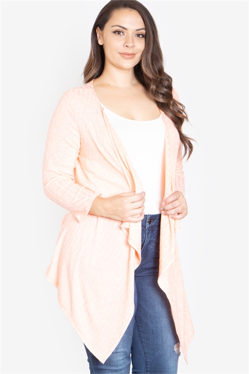 SA4-7-1-C8795X-APRICOT PLUS SIZE LONG SLEEVE CARDIGAN 2-2-2 (NOW $ 3.00 ONLY!)