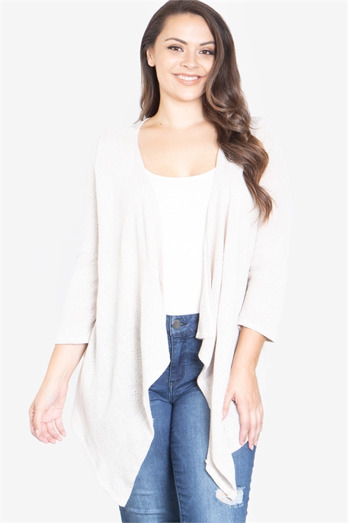 S15-6-3-C8795X-SAND PLUS SIZE LONG SLEEVE CARDIGAN 2-2-2 (NOW $ 3.00 ONLY!)