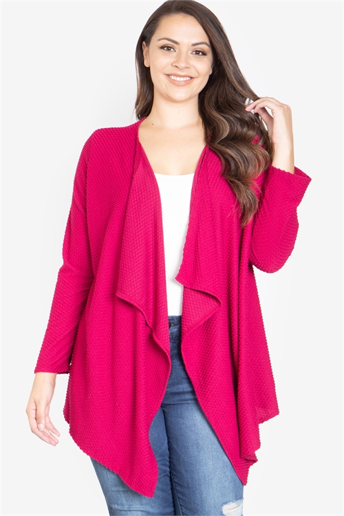 S9-6-3-C8795X-BURGUNDY PLUS SIZE LONG SLEEVE CARDIGAN 2-2-2