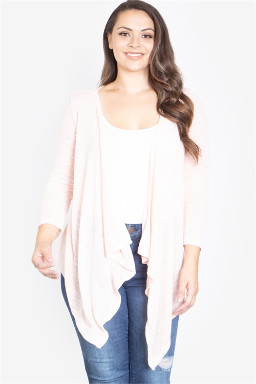 S10-5-3-C8795X-LIGHT PINK PLUS SIZE LONG SLEEVE CARDIGAN 2-2-2 (NOW $ 3.00 ONLY!)