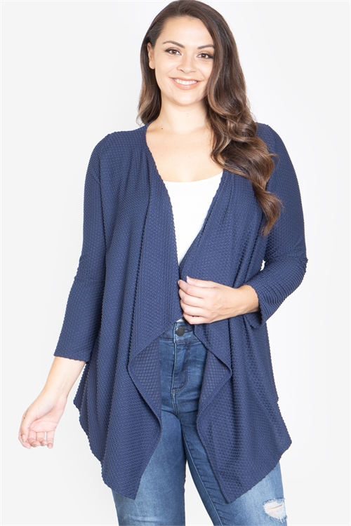 S10-5-1-C8795X-NAVY PLUS SIZE LONG SLEEVE CARDIGAN 2-2-2 (NOW $ 3.00 ONLY!)