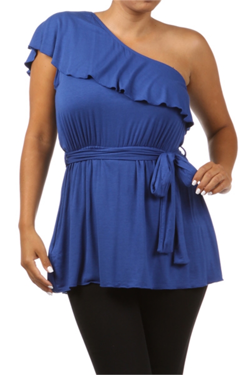 SA4-0-4-T3816X-ROYAL PLUS SIZE ONE SIDE COLD SHOULDER TOP 2-2-2