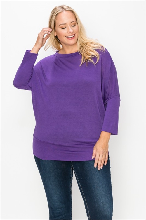 S16-8-2-T3478X-DARK PURPLE PLUS SIZE DOLMAN SLEEVE TOP 2-2-2 (NOW $3.50 ONLY!)