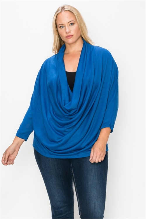 S8-1-1-T3737X-ROYAL PLUS SIZE COWL NECKLINE DOLMAN SLEEVE TOP 2-2-2 (NOW $ 3.00 ONLY!)