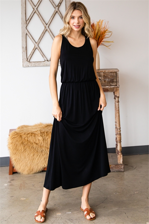 C48-A-3-AD4545-BLACK TANK TOP ELASTIC WAIST MAXI DRESS 2-2-2