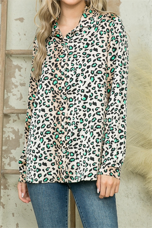 C30-A-2-T0093MX-TAN GREEN LEOPARD PRINT TOP 2-2-2