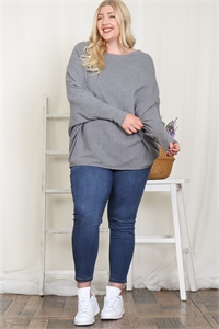 S11-5-3-T7829X-HEATHER GREY PLUS SIZE DOLMAN SLEEVE TOP 2-2-2