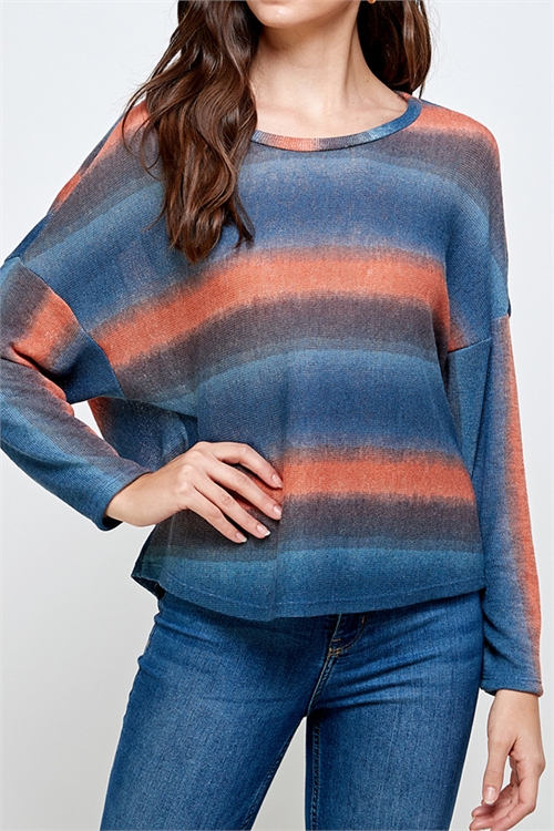 C36-A-2-T6137-BLUE/ORANGE LOW BACK DETAIL LONG SLEEVE SWEATER 2-2-2 (NOW $3.75 ONLY!)