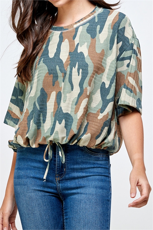 C74-A-3-T6040-SAGE CAMO HALF SLEEVE RIB TOP 2-2-2