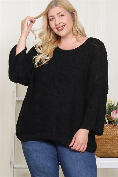 S16-2-4-S7814X-BLACK PLUS SIZE LONG SLEEVE CROCHET SWEATER 5-0