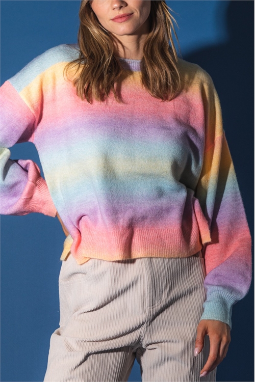 S6-7-1-S12W2438-RAINBOW OMBRE SWEATER 2-2-2 (NOW $6.75 ONLY!)
