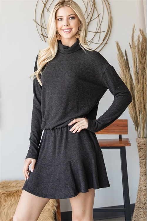 C94-A-1-D5031-BLACK TURTLE NECK LONG SLEEVE DRESS 2-2-1