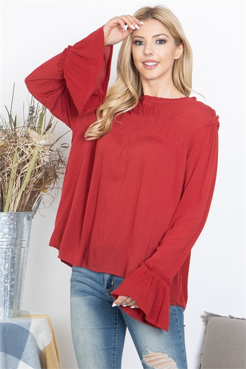 SA4-00-1-T16909-CHERRY MERROW DETAIL LONG SLEEVE TOP 2-2-2 (NOW $ 4.75 ONLY!)