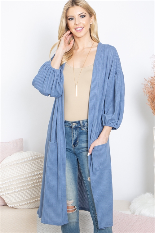 S8-14-2-C3555-DENIM OPEN FRONT KNIT CARDIGAN 2-2-2