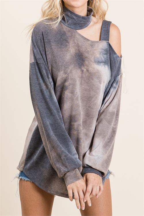 C88-A-3-T2437-CHARCOAL TIE DYE TOP 2-2-2