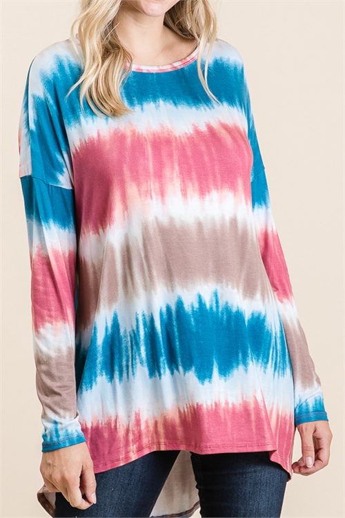 C76-A-1-T2384-TEAL TAUPE TIE DYE HOODIE TOP 2-2-2 (NOW $1.75 ONLY!)