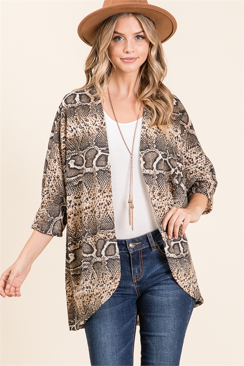 C42-A-2-C2176-TAUPE SNAKE PRINT CARDIGAN 2-2-2