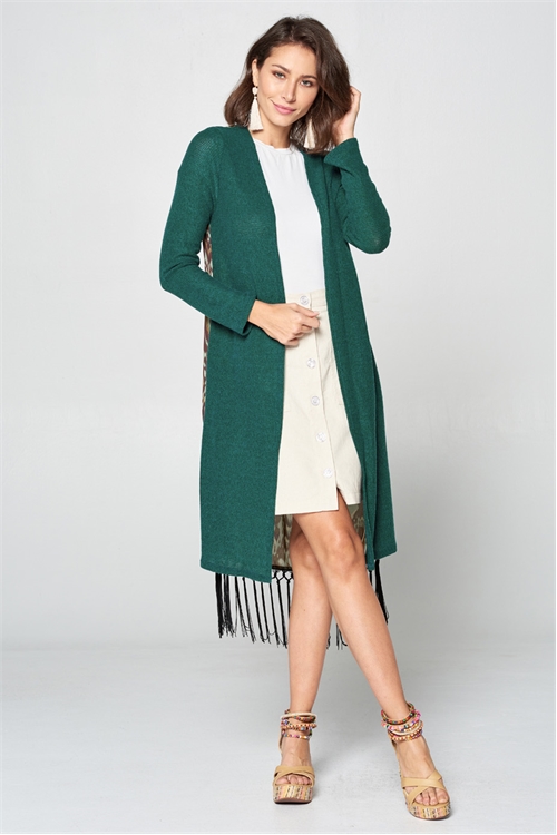 C40-A-3-C62614-HUNTER GREEN PRINTED CARDIGAN 2-2-2