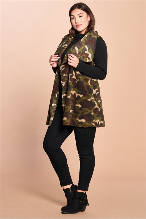 C68-A-3-V63145X-OLIVE PLUS SIZE CAMO VEST 2-2-2