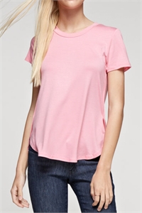 C92-A-2-T1139-PINK ROUND NECK SHORT SLEEVE SOLID TOP 2-2-2
