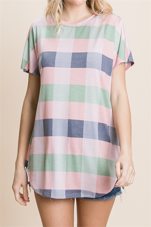 C22-A-3-T2492-ROSE SAGE PASTEL PLAID TOP 2-2-2 (NOW $3.00 ONLY!)