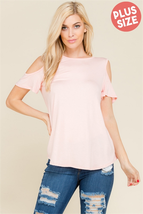 C44-A-1-T1675X-BLUSH PLUS SIZE SHORT SLEEVE COLD SHOULDER TOP 2-2-2