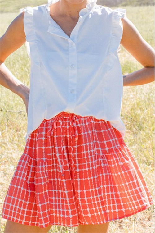 S9-4-4-S60547-RED WHITE PRINTED SKIRT 0-2-2