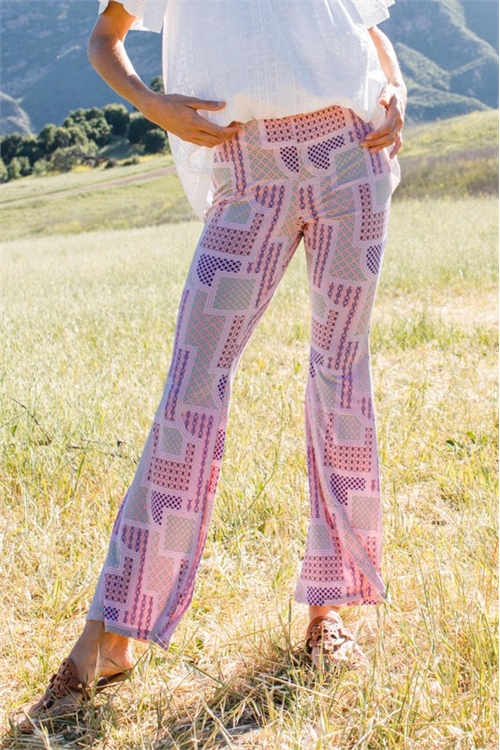 S8-4-4-P60588PF-PEACH PRINTED FLARE PANTS 1-1-2