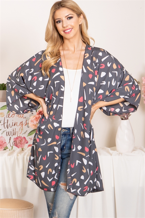 S11-7-2-C7000-GREY PRINTED OPEN FRONT CARDIGAN 2-2-2