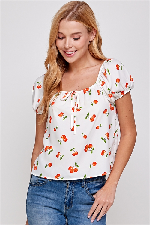 C94-A-1-T6602-IVORY CHERRY PRINT OFF THE SHOULDER TOP 3-3-1