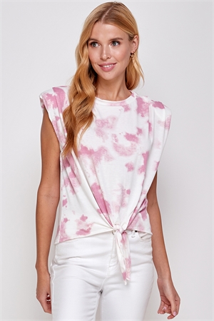 C88-A-2-T6477-MAUVE TIE DYE RIBBON FRONT TIE TOP 2-2-2