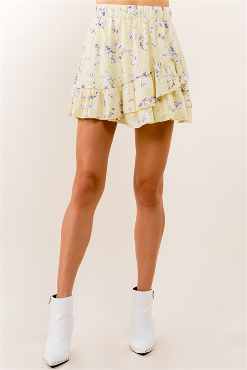 S14-7-2-S30939-YELLOW PRINTED RUFFLE SKIRT 1-2-2-1 (NOW $2.75 ONLY!)