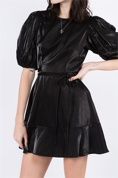 S13-7-2-D50603-BLACK HALF SLEEVE ABOVE KNEE DRESS 1-2-2-1