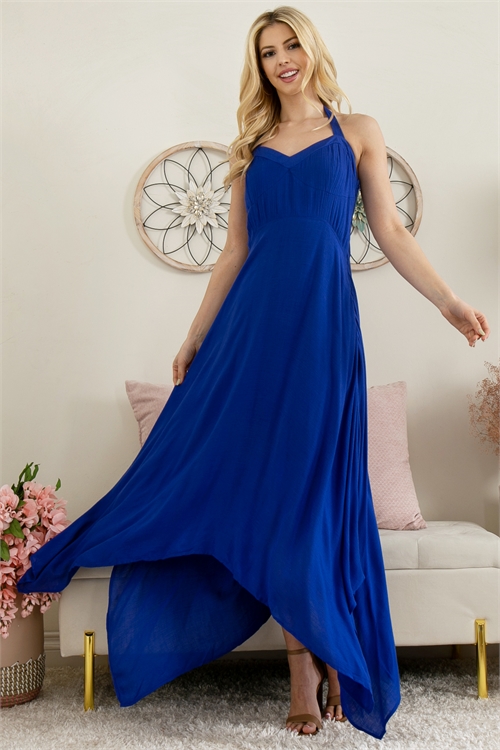 S5-1-3-D1244-ROYAL BLUE V-NECK SPAGHETTI MAXI DRESS 2-2-2