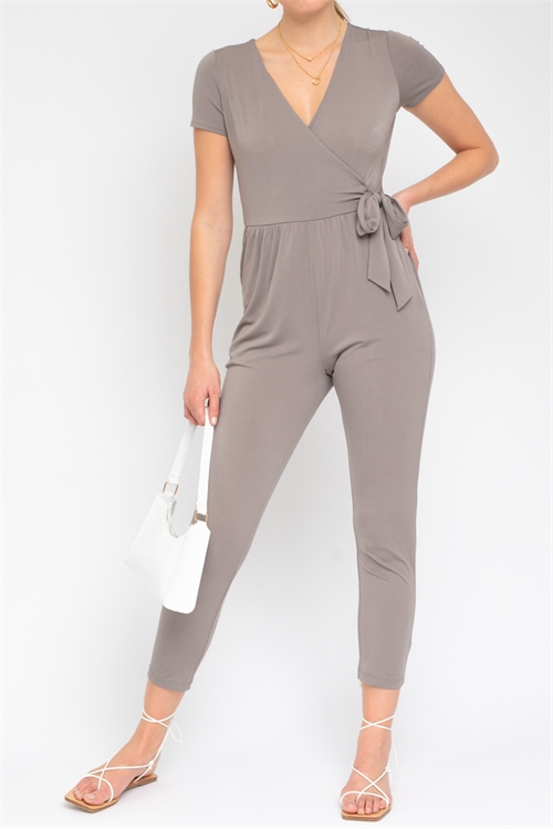 S13-6-2-J2982-MOCHA SURPLICE V-NECKLINE JUMPSUIT 2-2-2 (NOW $4.75 ONLY!)