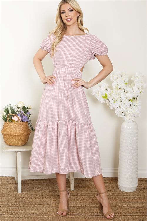 S11-9-1-D0009-DUSTY PINK SQUARE PATTERN MIDI DRESS 3-2-1