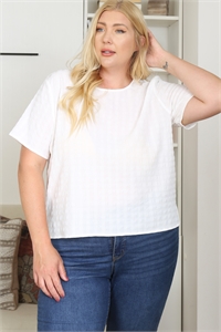 S14-11-1-T2141X-WHITE PLUS SIZE SHORT SLEEVE TOP 3-2-1