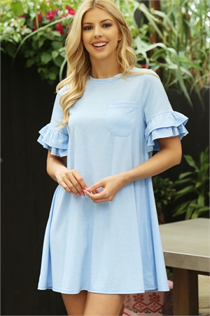 S7-2-2-D30255-SKY LAYERED RUFFLE SLEEVE MINI DRESS 3-0-0  (NOW $5.75 ONLY!)