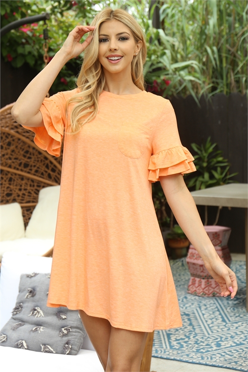 S7-2-2-D30255-MANGO LAYERED RUFFLE SLEEVE MINI DRESS 2-2-0 (NOW $5.75 ONLY!)