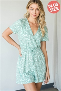S38-1-1-R5340X-SAGE PLUS SIZE FLORAL SHORT SLEEVE ROMPER 2-2-2 (NOW $5.75 ONLY!)