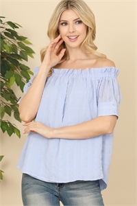 S9-1-3-T2205-BABY BLUE OFF SHOULDER RUFFLE DETAIL TOP 2-2-2