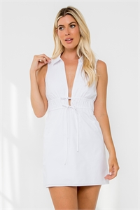 S8-1-2-D8702-WHITE SLEEVELESS COLLARED MINI DRESS 1-2-2-1 (NOW $5.75 ONLY!)