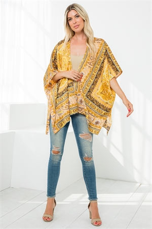 S38-1-1-T5173-YELLOW ABSTRACT HALF SLEEVE SHAWL CARDIGAN 2-2-2 (NOW $4.00 ONLY!)