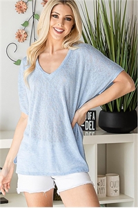 S38-1-1-T4670-BLUE LIGHTWEIGHT V-NECK TOP 2-2-2