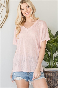 S38-1-1-T4670-SALMON LIGHTWEIGHT V NECK TOP 2-2-2