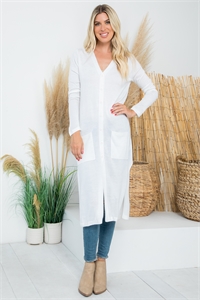 S7-9-2-C7078-IVORY BUTTON DOWN LONG CARDIGAN 2-2-2